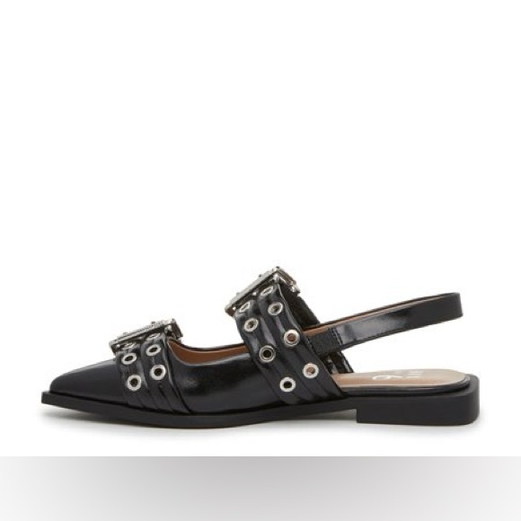 Mix No. 6 Sybel Flat black faux patent leather  silver hardware 9.5 nwot - Picture 6 of 16